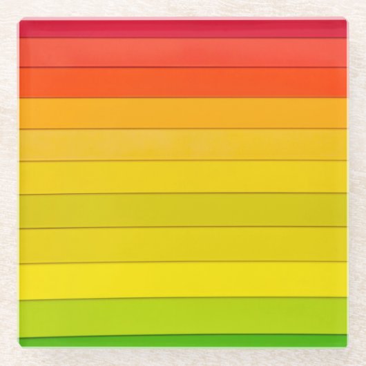 虹色ストライプの数々のの ガラスコースター (正面)