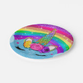 虹色スパークルグリッター ユニコーンホーン フェイスパーティー ペーパープレート (アングル)