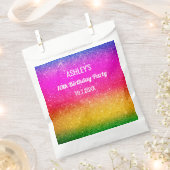 虹色スパークルピンクイエローグリーン プレゼントバッグ フェイバーバッグ (クリップ留めされた状態)