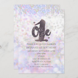 虹色スパークルワンバースデー招待状 招待状