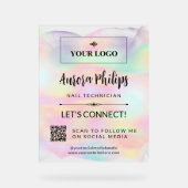 虹色スプラッシュあなたのロゴ&QRソーシャルメディア アクリルサイン (正面)