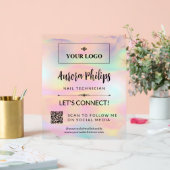 虹色スプラッシュあなたのロゴ&QRソーシャルメディア アクリルサイン (ウェディング)