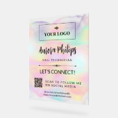 虹色スプラッシュあなたのロゴ&QRソーシャルメディア アクリルサイン (傾斜)