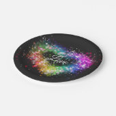 虹色スプレー絵を描スパーキンググリッターハート ペーパープレート (アングル)