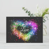 虹色スプレー絵を描スパーキンググリッターハート 招待状 (スタンド正面)