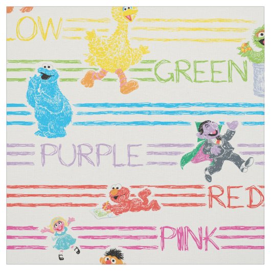 虹色セサミ絵柄 ファブリック (見本)