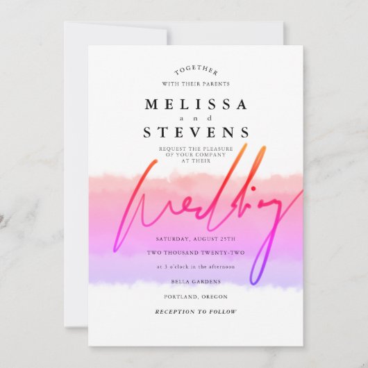虹色タイポグラフィ結婚ズ 招待状 (正面)