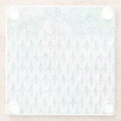 虹色ティール（緑がかった色）グリッターマーメイドフィッシュはかりで測 ガラスコースター (裏面)