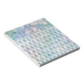 虹色ティール(緑がかった色)グリッターマーメイドフィッシュはかりで測 ノートパッド (アングル)