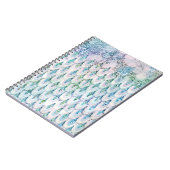 虹色ティール(緑がかった色)グリッターマーメイドフィッシュはかりで測 ノートブック (左側)