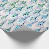 虹色ティール（緑がかった色）グリッターマーメイドフィッシュはかりで測 ラッピングペーパー (角)
