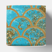 虹色ティール(緑がかった色)金ゴールドグリッターマーメイドフィッシュはかりで測 フェイバーボックス (上部)