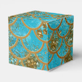 虹色ティール(緑がかった色)金ゴールドグリッターマーメイドフィッシュはかりで測 フェイバーボックス (裏面サイド)