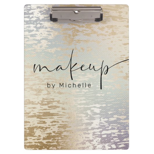 虹色テクスチャードモダンスクリプトメイクアップモノグラム クリップボード (正面)
