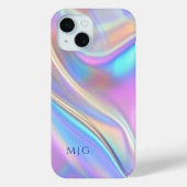 虹色デザイン、上品な深いブルー文字モノグラム Case-Mate iPhoneケース (裏面)