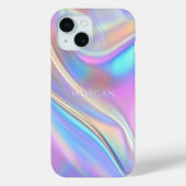 虹色デザイン、上品な白い文字名 Case-Mate iPhoneケース (裏面)