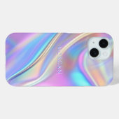 虹色デザイン、上品な白い文字名 Case-Mate iPhoneケース (裏面 (横))