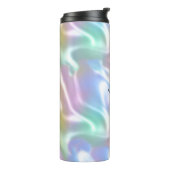 虹色デザイン、黒いスクリプト名 タンブラー (回転左)