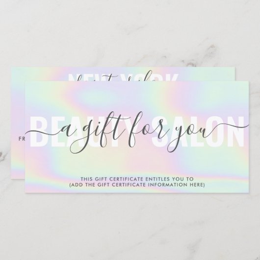 虹色トレンディーグラデーション虹色サロンギフトカード (正面/裏面)