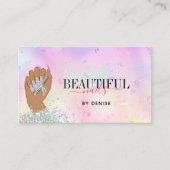 虹色ネイルサロン女性手爪、 ネイル技術者 名刺 (正面)