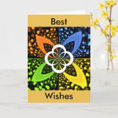 虹色ハートシームレスな水玉模様抽象芸術アート カード (黄色い花)