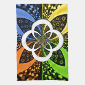 虹色ハートシームレスな水玉模様抽象芸術アート キッチンタオル (縦)