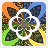 虹色ハートシームレスな水玉模様抽象芸術アート スクエアシール (正面)