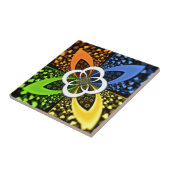 虹色ハートシームレスな水玉模様抽象芸術アート タイル (側面)