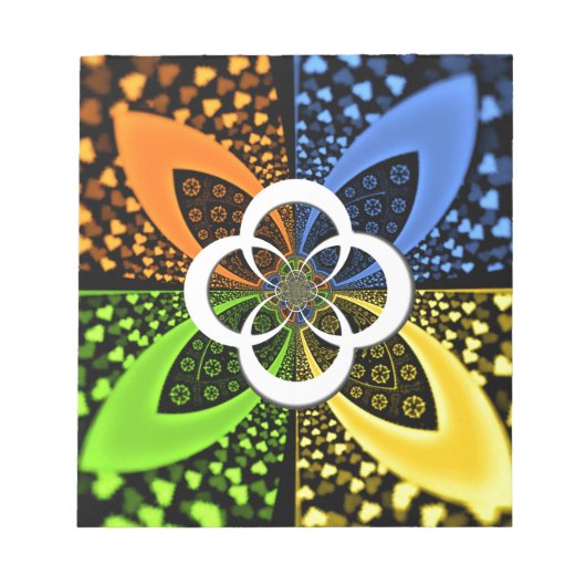 虹色ハートシームレスな水玉模様抽象芸術アート ノートパッド (正面)