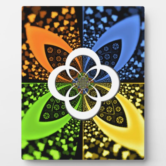 虹色ハートシームレスな水玉模様抽象芸術アート フォトプラーク (正面)