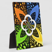 虹色ハートシームレスな水玉模様抽象芸術アート フォトプラーク (側面)