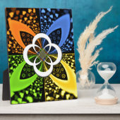 虹色ハートシームレスな水玉模様抽象芸術アート フォトプラーク (側面)