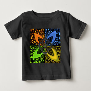 虹色ハートシームレスな水玉模様抽象芸術アート ベビーTシャツ