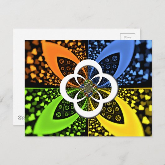 虹色ハートシームレスな水玉模様抽象芸術アート ポストカード (正面/裏面)