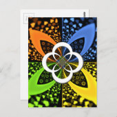 虹色ハートシームレスな水玉模様抽象芸術アート ポストカード (正面/裏面)