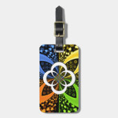 虹色ハートシームレスな水玉模様抽象芸術アート ラゲッジタグ (正面縦)