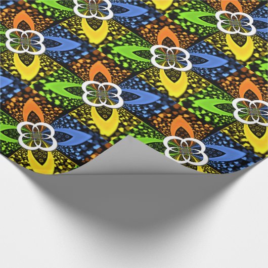 虹色ハートシームレスな水玉模様抽象芸術アート ラッピングペーパー (角)