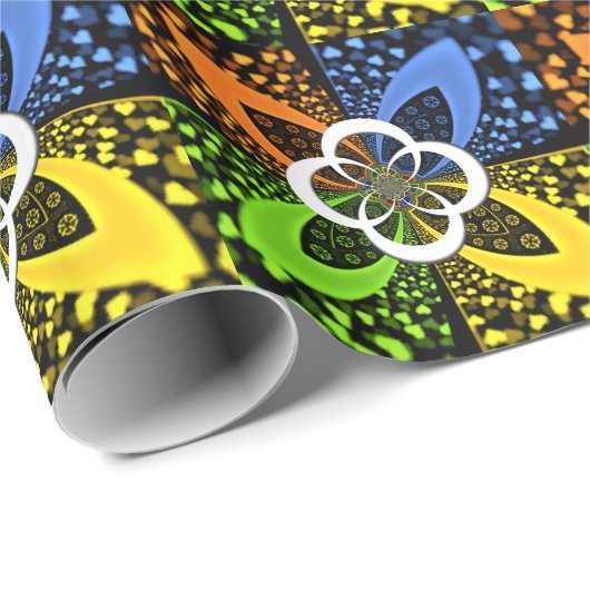 虹色ハートシームレスな水玉模様抽象芸術アート ラッピングペーパー (ロールコーナー)