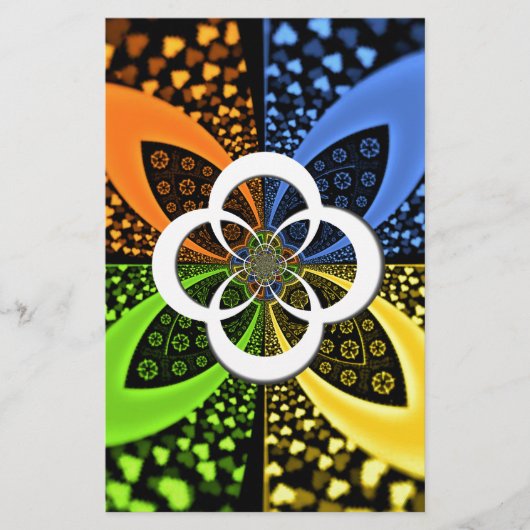 虹色ハートシームレスな水玉模様抽象芸術アート 便箋 (正面)