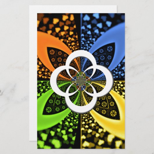 虹色ハートシームレスな水玉模様抽象芸術アート 便箋 (正面/裏面)