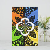 虹色ハートシームレスな水玉模様抽象芸術アート 便箋 (スタンド正面)