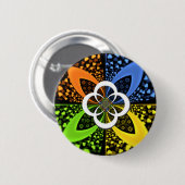 虹色ハートシームレスな水玉模様抽象芸術アート 缶バッジ (正面&裏面)