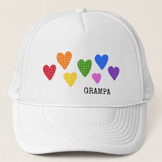 虹色ハート GRAMPA カラフル ラブ ジョイ ファン キッズ キャップ (正面)