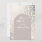 虹色バラ金ゴールドグリッターSweet sixteen 招待状 (正面)