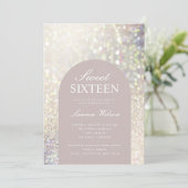 虹色バラ金ゴールドグリッターSweet sixteen 招待状 (スタンド正面)