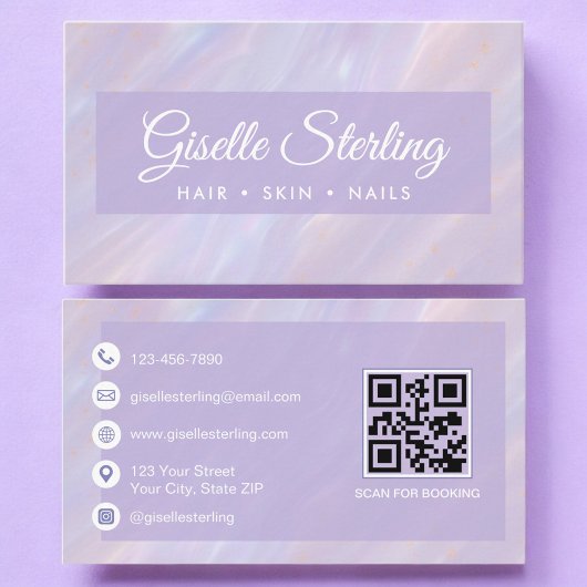 虹色パステルオパールQRコードホログラフィックストーン 名刺