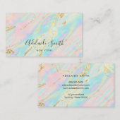 虹色パステルフェイクカラーの模擬グリッター 名刺 (正面/裏面)