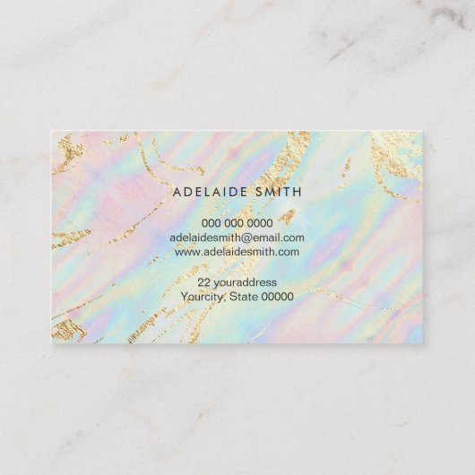 虹色パステルフェイクカラーの模擬グリッター 名刺 (裏面)