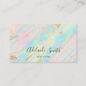 虹色パステルフェイクカラーの模擬グリッター 名刺 (正面)