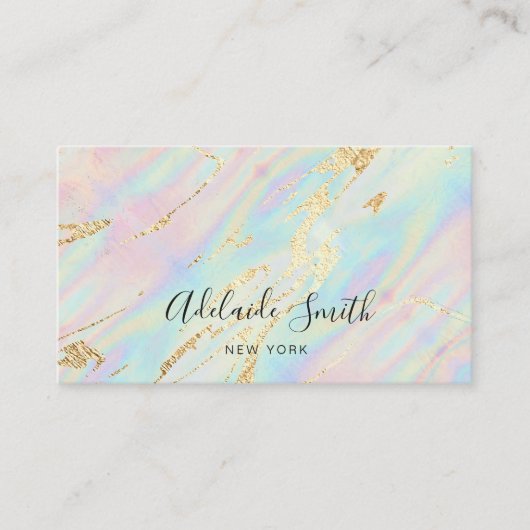 虹色パステルフェイクカラーの模擬グリッター 名刺 (正面)